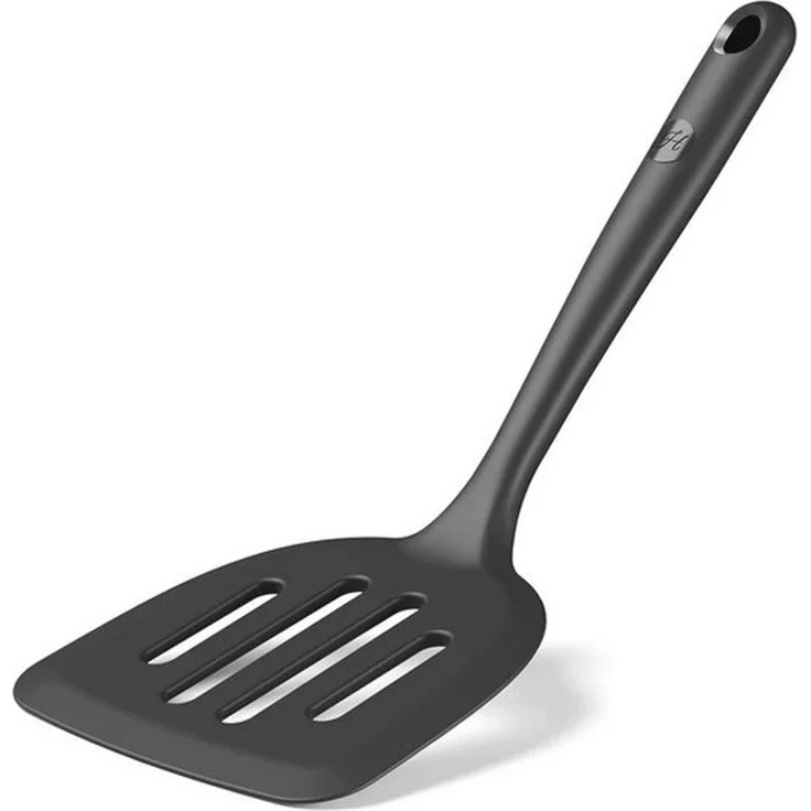 Hoffmann Germany Pfannenwender XXL Küchenhelfer Silikon Edelstahl 30 cm anthrazit, Edelstahlkern, extra breite Fläche 13 cm, 200°C, spülmaschinenfest – Bild 4
