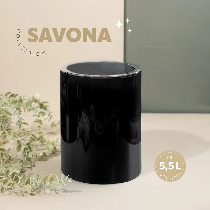 Kosmetikeimer SAVONA inkl. Wandhalterung, mit Schwingdeckel, Badeimer, Kunststoff, 5,5 Liter – Bild 4