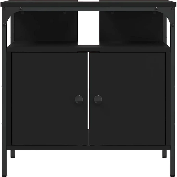 Waschbeckenunterschrank, Badschrank, Unterschrank Schwarz 60x30x60 cm Holzwerkstoff j301p – Bild 5