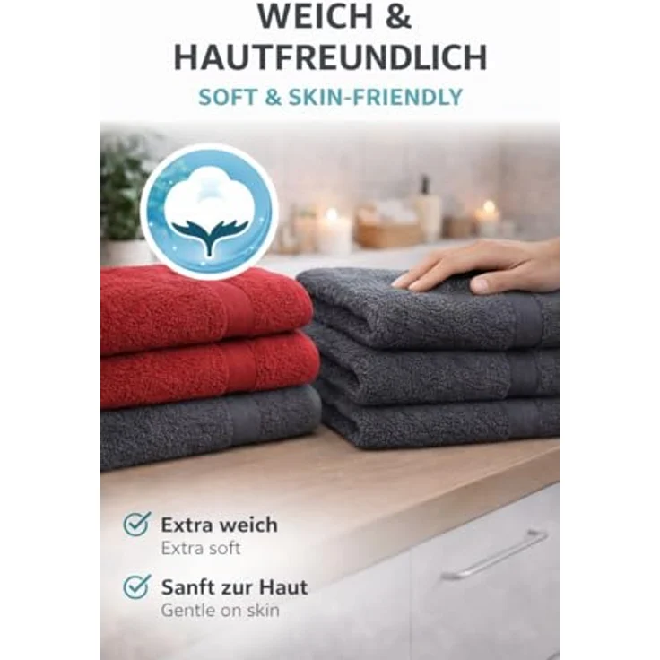 Betz Handtücher 6 Stück Handtuch Set 50 x 100 cm Premium Farbe rubinrot/Graphit Grau, 100% Baumwolle (Set, 6-St) – Bild 5