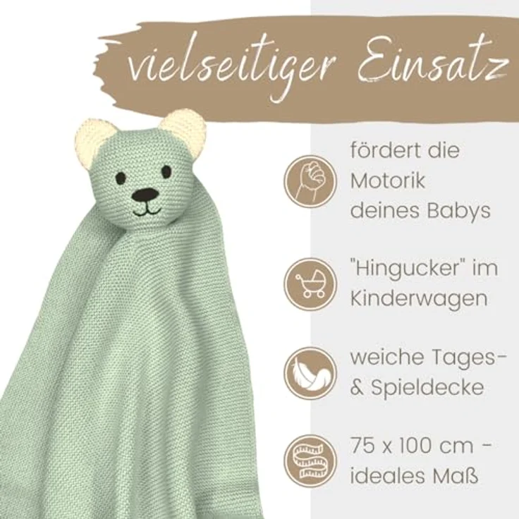Babydecke DIKOS® Babydecke SCHMUSE-Bär Baby Geschenk Mädchen Junge Geschenkset, DIKOS, Geschenk zur Geburt, PREMIUM Qualität, 100 % BIO Baumwolle, nachhaltig – Bild 5