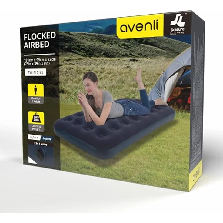Avenli Luftbett aufblasbar 191 x 99 x 22 cm, (Luftmatratze für 1 Person), Gästebett mit beflockter Oberfläche – Bild 10