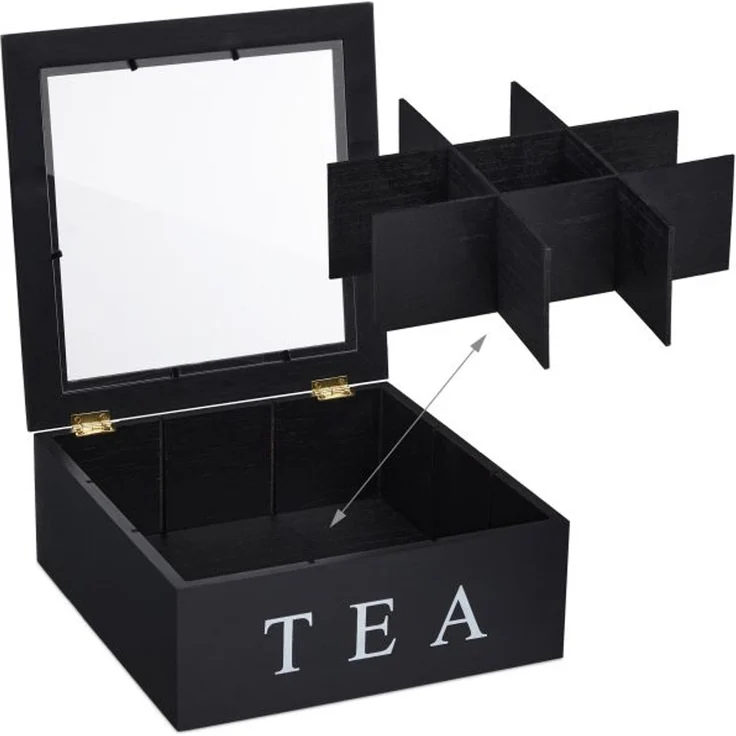 Relaxdays Schwarze Teebox mit 9 Fächern – Bild 7