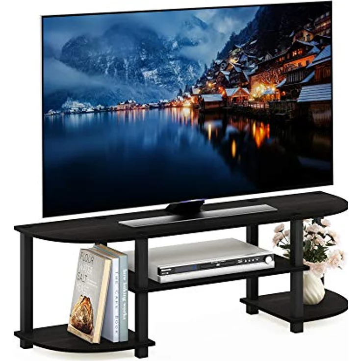 Furinno TV-Regal mit 4 Ablageflächen, holz, Espresso/Schwarz, 34. 04x34. 04x40. 39 cm – Bild 2