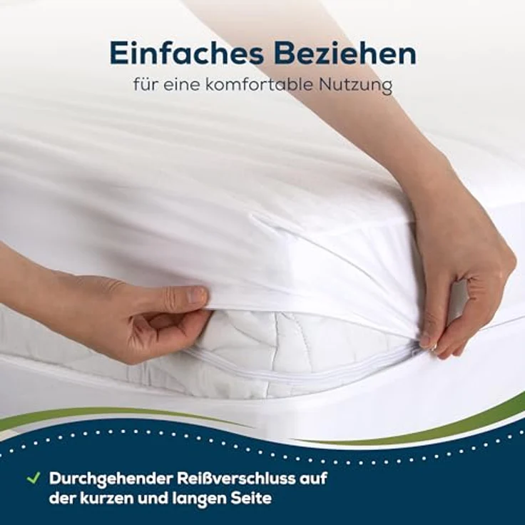 Encasing Matratzenbezug mit Reissverschluss wasserdicht Rumdumbezug Sensalou, für Allergiker geeinget – Bild 6