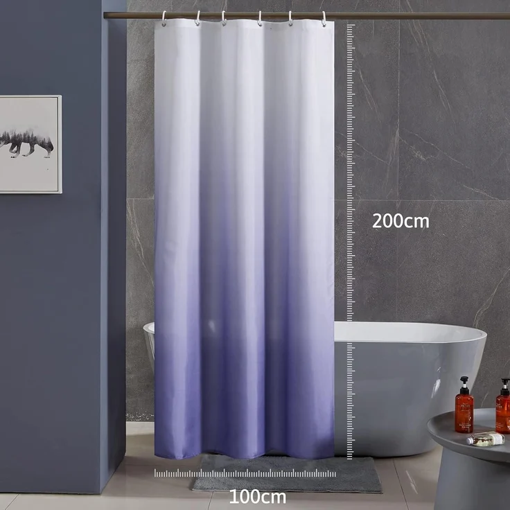 Schmaler Duschvorhang Badvorhang Textil Polyester Wasserdicht 100x200cm – Bild 7