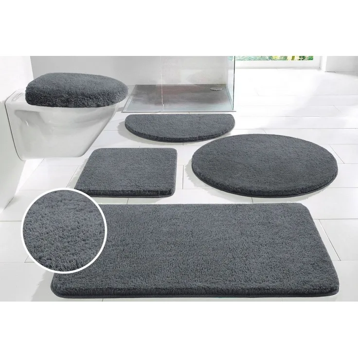 OTTO home Badematte Merida, Badvorleger, Badezimmer Teppich, Höhe 32 mm, rutschhemmend beschichtet, schnell trocknend, strapazierfähig, fußbodenheizungsgeeignet, Kunstfaser, rund, Badteppich, Uni Farben, rechteckig, rund & als 2-tlg. Set erhältlich