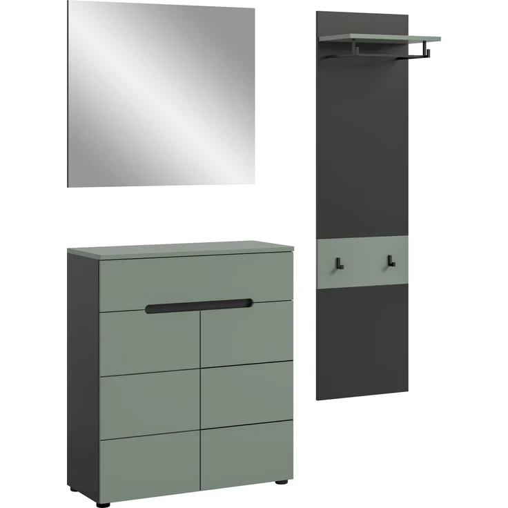 Garderobenkombination (B/H/T: 140x190x37 cm) in Smoke Green Nachbildung – Bild 1