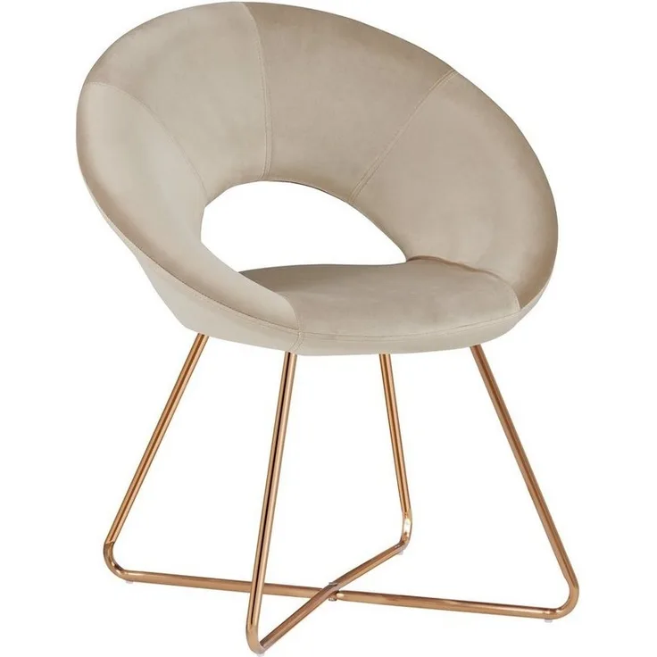 Duhome Esszimmerstuhl Samt Schminktisch Stuhl Modern Konferenzstuhl Besucherstuhl Küchenstuhl Sessel mit Goldenen Beinen für Wohnzimmer Schlafzimmer Küche, Beige