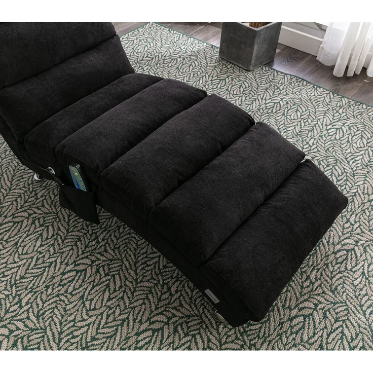 Relaxliege Massageliege Leinen Vibrationsfunktion Beige Grau Chaiselongue Wohnzimmer Sessel Lounge Sitzmöbel 250kg – Bild 6