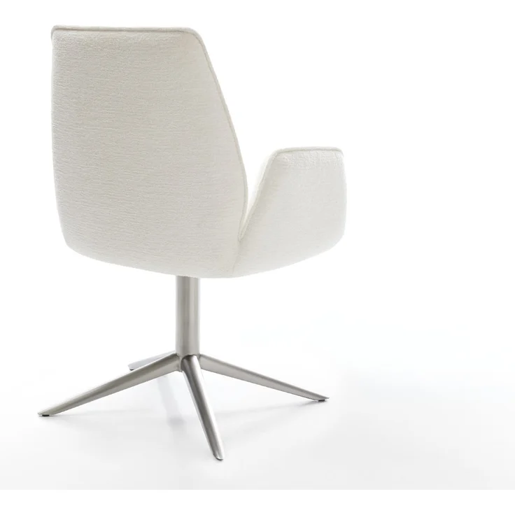 Drehstuhl Zoa-Flex Bouclé Soft Beige Fußkreuz Edelstahl 360° drehbar Wippfunktion Taschenfederkern – Bild 5