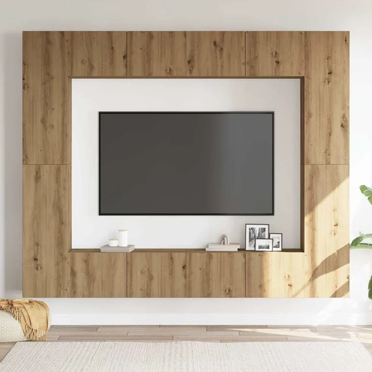vidaXL 8-tlg. TV-Schrank-Set Wandmontage Artisan-Eiche Holzwerkstoff 3328954 – Bild 2