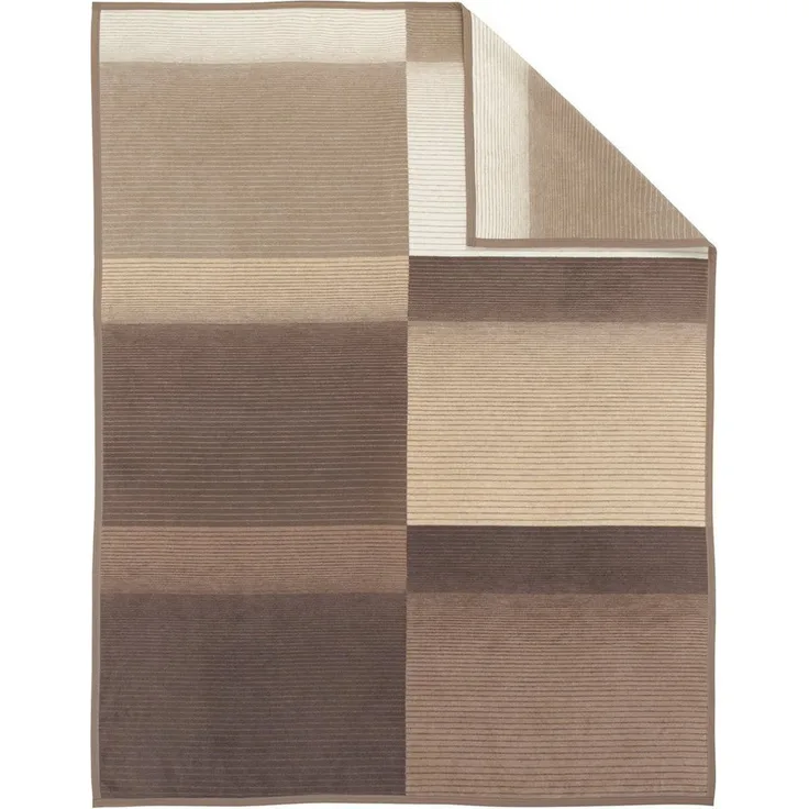 Ibena 'Granada' Kuscheldecke, Baumwollmischung beige / braun, 150x200 cm