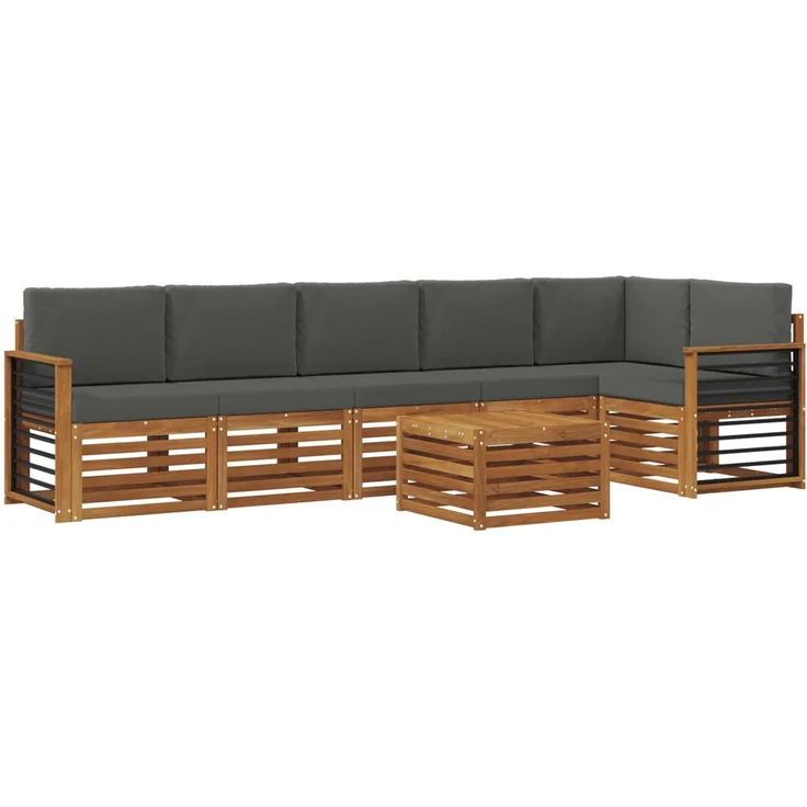 vidaXL Outdoor-Sofagarnitur 7 stk. 6-Sitzer Natur und Anthrazit 3374942 – Bild 2