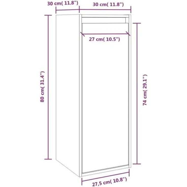 vidaXL Wandschrank 30x30x80 cm Massivholz Kiefer 813495 – Bild 6