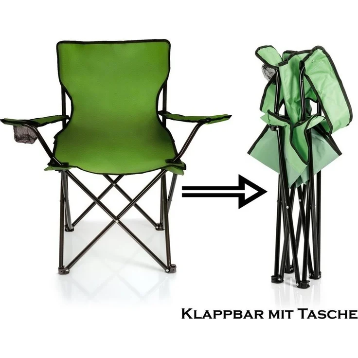 BigDean Campingstuhl Faltstuhl Campingstuhl Anglerstuhl Getränkehalter Klappstuhl (Packung, 1 St), Grün, Klappbar, Getränkehalter, Tragetasche – Bild 3