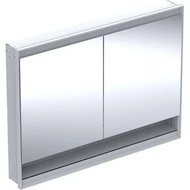 Geberit ONE Spiegelschrank mit ComfortLight, 2 Türen, Unterputzmontage, mit Nische, 120 x 90 x 15 cm, 505.825.00, Farbe: Aluminium eloxiert - 505.825.00.1