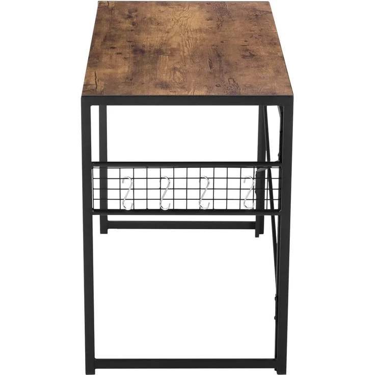 FurnitureR Faltbarer Schreibtisch 100 x 50 x 75 cm – Computertisch mit Metallrahmen & MDF-Holzplatte – Klappbarer Arbeitstisch für Home Office, Gaming & Studium – Industrial Design (Vintage) – Bild 6