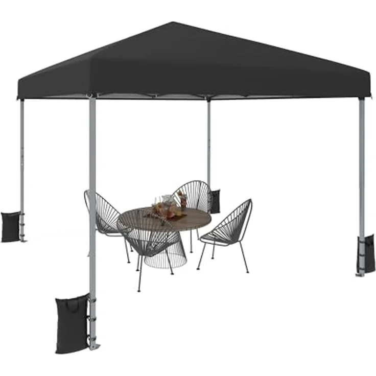 YITAHOME 3x3 m Pop-Up Pavillon | wasserdicht Faltpavillon | Anti-UV Gartenzelt Partyzelt | mit Tragetasche und Seilen | für Terrasse Strand Camping Markt Festival (schwarz+Einteiliges Tuch) – Bild 6