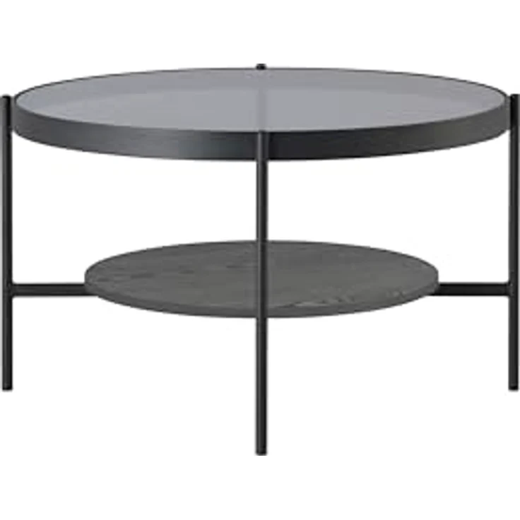 MID.YOU Couchtisch, rund, Schwarz, Metall und Glas, 73.5x42.5x73.5 cm, einfacher Aufbau – Bild 7