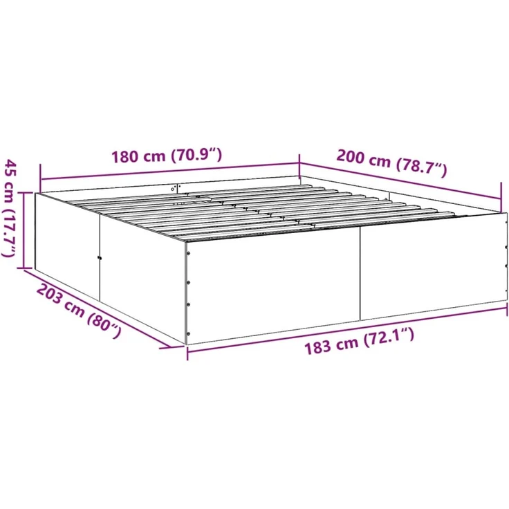 vidaXL Bettgestell Weiß 180x200 cm Holzwerkstoff 3280902 – Bild 10