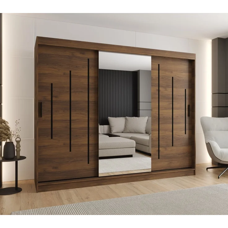 ABIKS MÖBEL Schwebetürenschrank RUBINO Y 250 Schlafzimmerschrank mit Schiebetüren Kleiderstange Regale – Bild 3