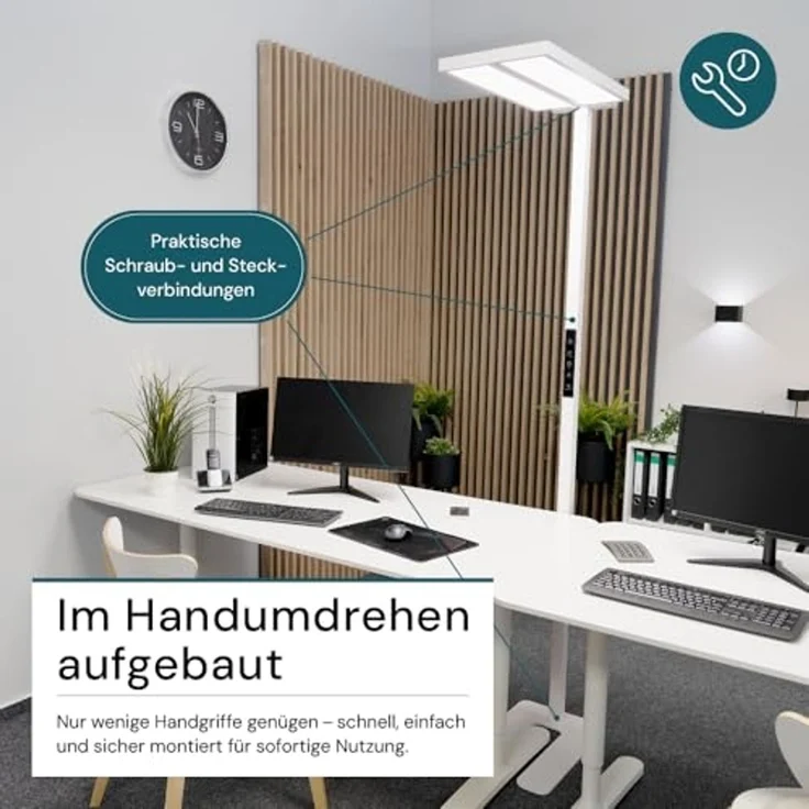 LUXULA LED-Büro-Stehleuchte, Up/Down, 120W, 4000K, EEK: F, 8500lm, IP20, dimmbar, weiß – Bild 7