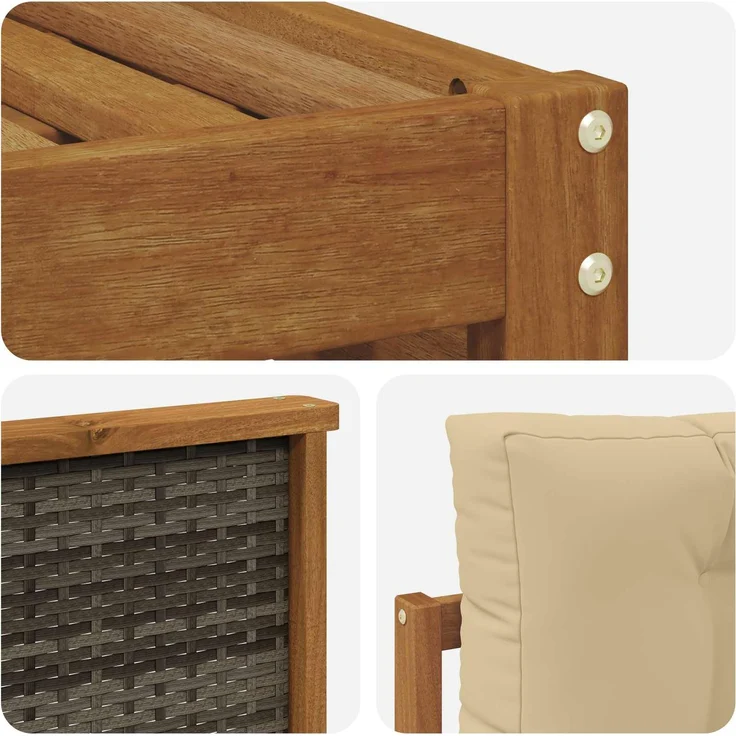 vidaXL Outdoor-Sofagarnitur 6 stk. 4-Sitzer Natur und Beige 3383681 – Bild 5