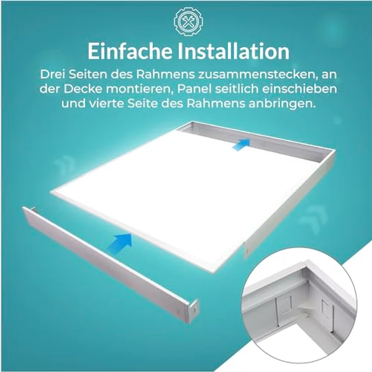 LUXULA LED Deckenleuchte eckig 62cm - 36W, 4000K Neutralweiß, 3600lm - LED Panel 62x62cm inkl. 230V Netzteil - Flache Deckenlampe für Wohnzimmer, Schlafzimmer, Küche, Büro - 62x62x6,4cm – Bild 6