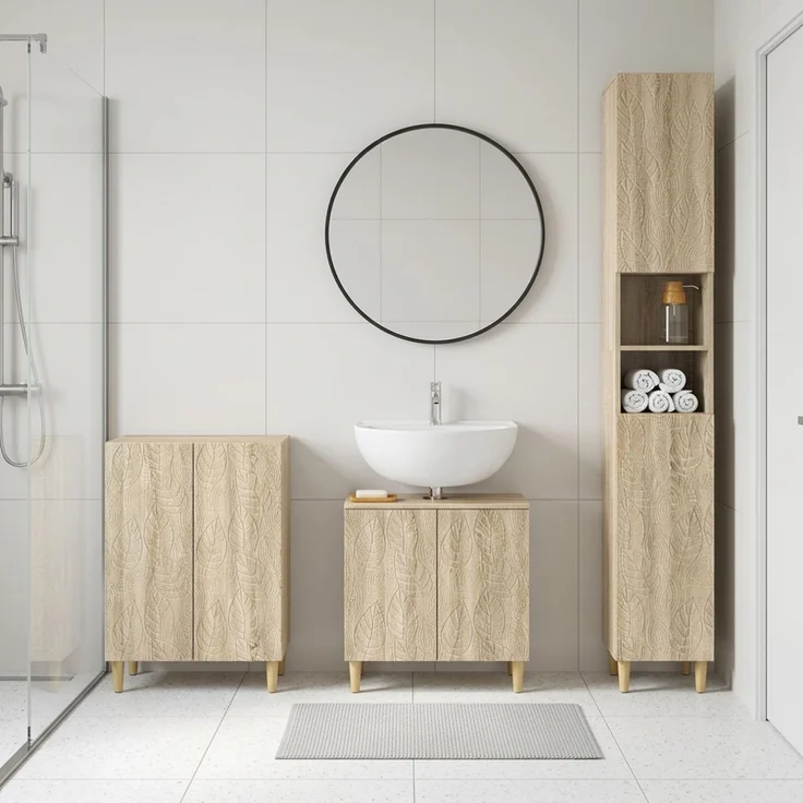 vidaXL 3-teiliges Badezimmer-Schranksystem DELFT Sonoma-Eiche 3417461 – Bild 1