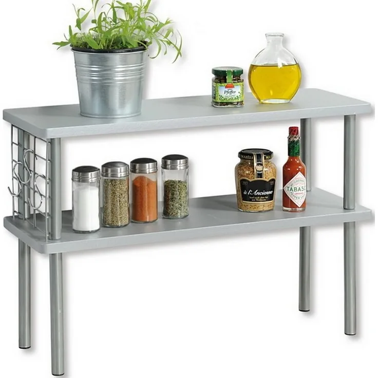 KESPER Küchen-Regal 27818 mit Utensilienaufhängung - grau / Küchenregal / Etagenregal