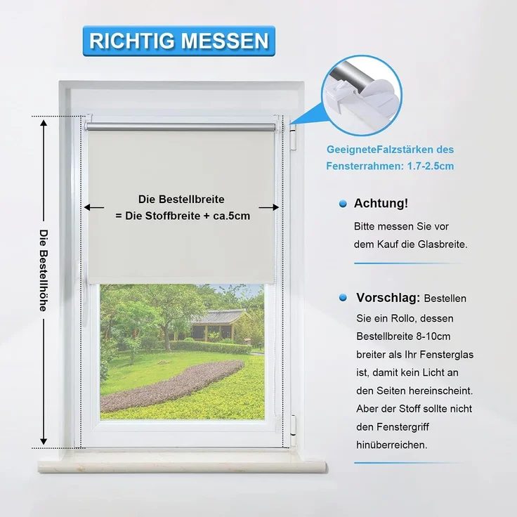 Verdunkelungsrollo Rollos für Fenster und Tür ohne Bohren 85x150 cm Creme Thermo Rollo Klemmfix Verdunklungsrollo Fensterrollo Lichtblick Sicht-und Sonnenschutz Wand-und Deckenmontag – Bild 7