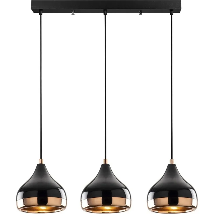 KAWOLA Hängelampe ADIGE 3-flammig Metall schwarz kupfer 111 x 17 x 67 cm – Bild 3