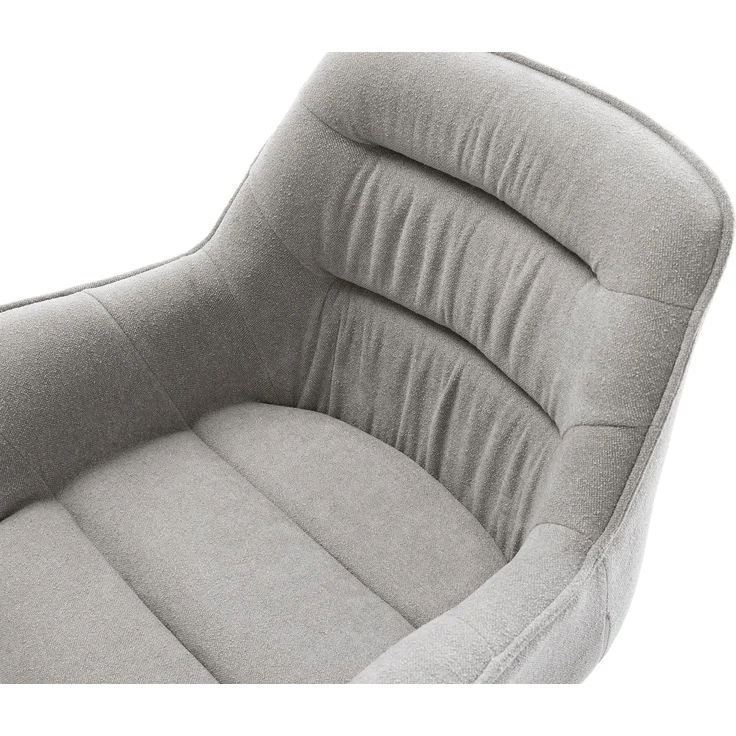 Drehstuhl Kaira-Flex Strukturstoff Soft Grau Kreuzgestell breit Schwarz 360° drehbar Wippfunktion – Bild 4