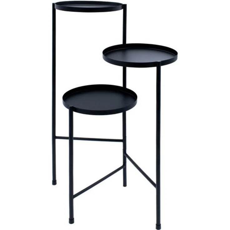 Spetebo Pflanzentreppe Metall Blumentopf Ständer mit 3 Etagen - 70 x 52 cm (Packung, 1 St, 1 tlg), Pflanzenregal ausklappbar in schwarz – Bild 4