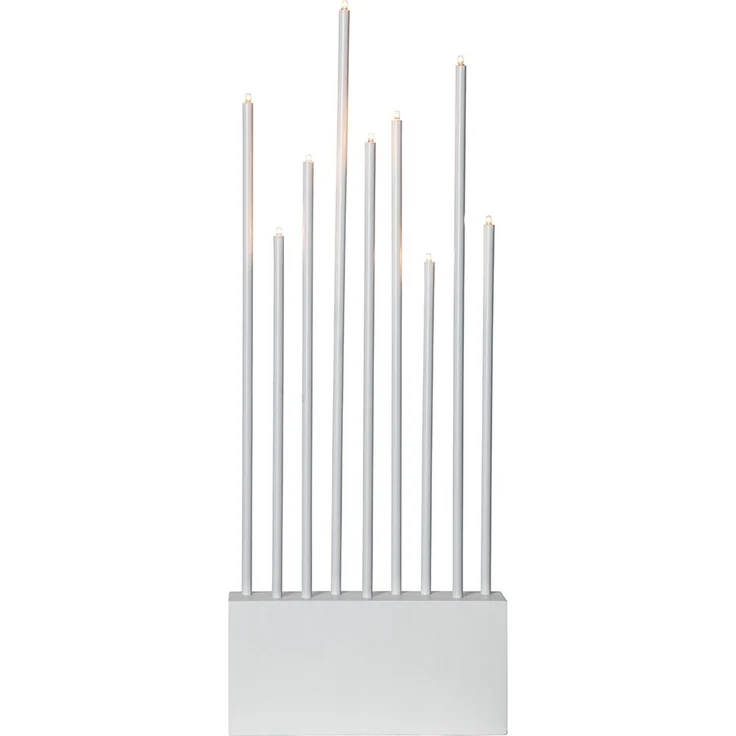 LED Kerzenständer BUZZ, Holz, Weiß, lackiert, 9-flammig, H 60 cm – Bild 1