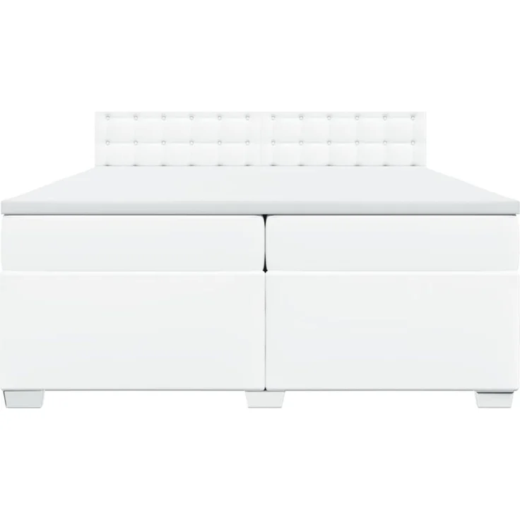 vidaXL Boxspringbett mit Matratze Weiß 200x200 cm Kunstleder 3288437 – Bild 6