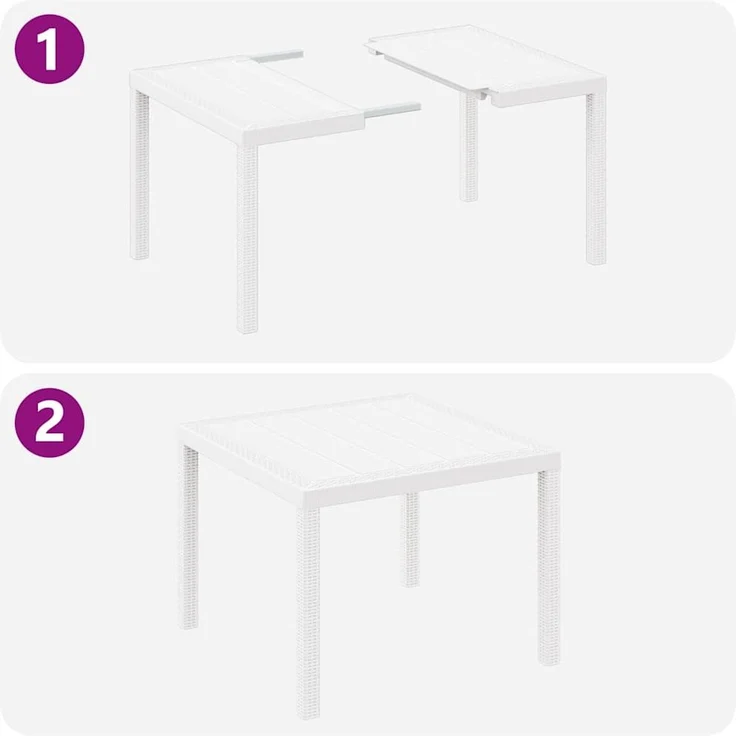 vidaXL Garten Essgruppe 3 pcs Weiß Polypropylen 3378684 – Bild 8