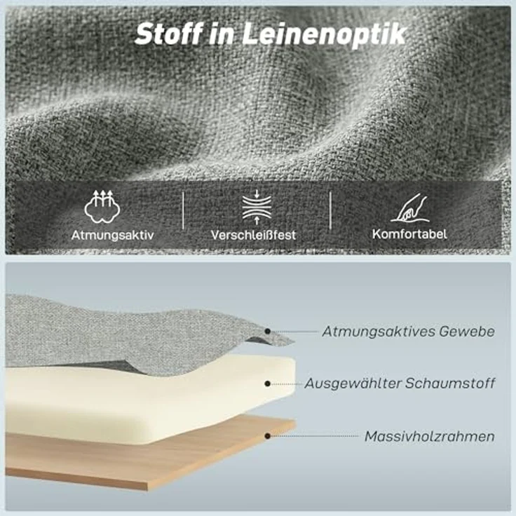 HOMCOM Schlafsofa mit Verstellbarer Rückenlehne, Breiter Sitzfläche, Lendenkissen, Umwandelbarer Sessel mit Bettfunktion 1 Teile, für Wohnzimmer, Wohnung, Grau – Bild 6