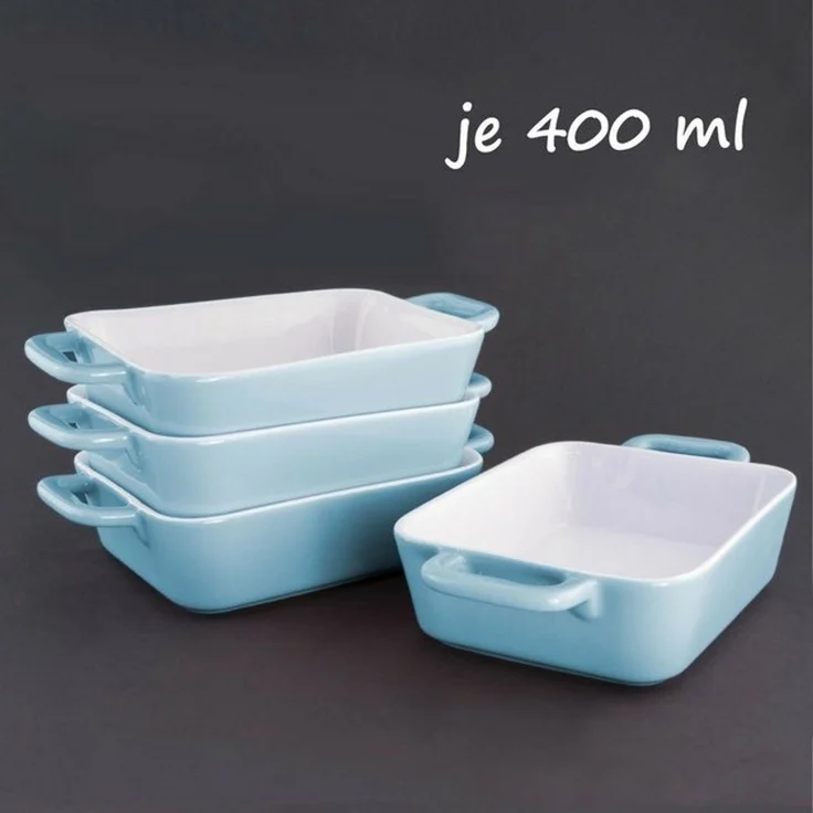 KVOTA Auflaufform 4-er Set rechteckig, keramik 400ml,MINI,ca. 9,5 x 4 x 13 cm,für je 1 Portion, Keramik, (4-St), Antikratz-Glasur – Bild 2