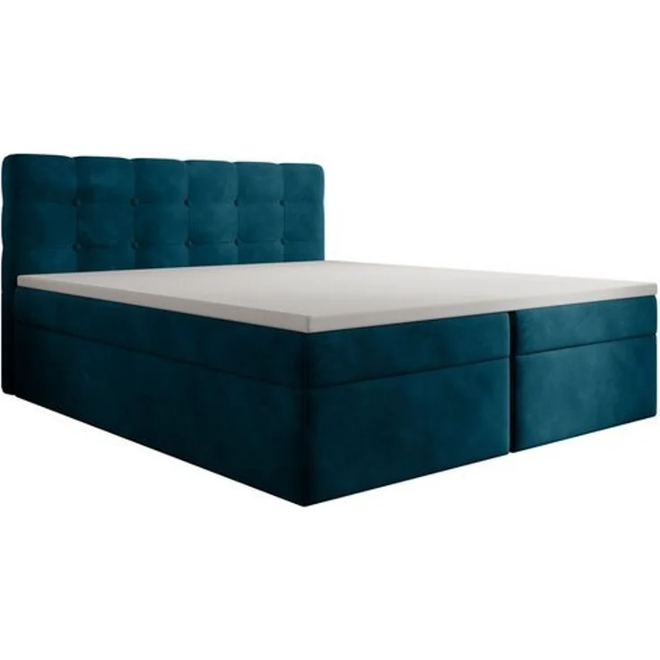 thematys Boxbett Luxus mit Bettkasten 140x200cm, mit Bonnellfederkernmatratze H3, Bouclé/Velours, mit Stauraum, mit 3 cm Topper, Blau (Holland 86), Art.-Nr. S0WGG0AN9JI – Bild 6