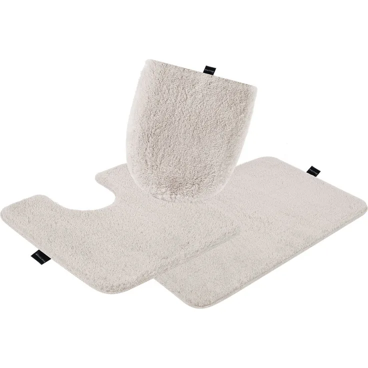 Bruno Banani Badematte Lana, Badvorleger, Badezimmer Teppich, Höhe 25 mm, rutschhemmend beschichtet, fußbodenheizungsgeeignet, schnell trocknend, strapazierfähig, Polyacryl, rechteckig, 3-tlg. Stand-WC Set, Badteppich, Badematten, unifarben, auch als 3...
