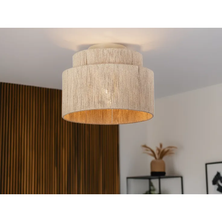 LED Deckenleuchte aus Jute Natur im Boho Stil, Ø 30cm