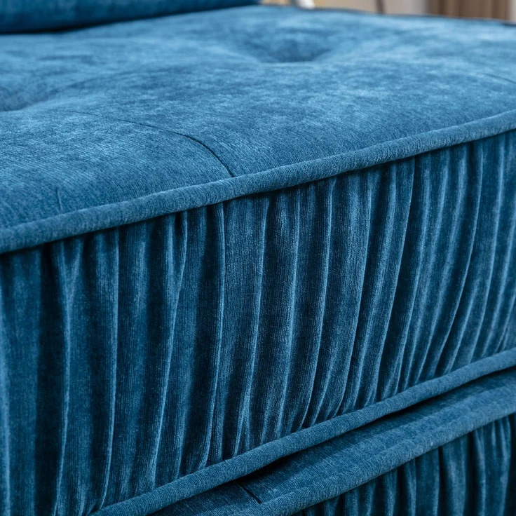ZUBALIYA SchlafSofa mit Chenille - Bezug, modular aufgebaut, mit Schaumstoffpolsterung, mit rutschfester Basis, Blau – Bild 10
