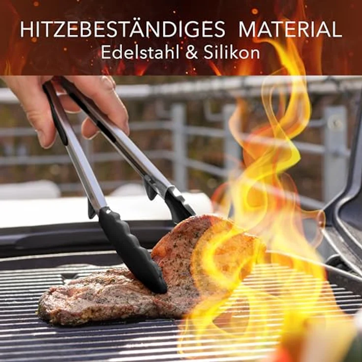 AVANA Kochzange Edelstahl Küchenzange Silikon Grillzange Zange Kochen Mehrzweckzange, mit integriertem Standfuß, 2er Set – Bild 7