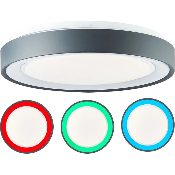 RGB LED Deckenleuchte, anthrazit, App Steuerung, D 39 cm