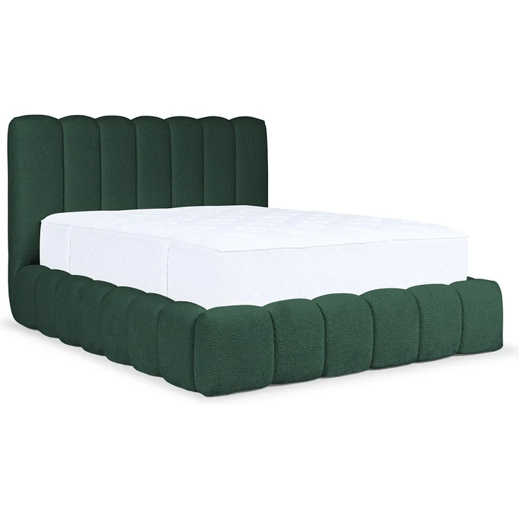 MEBLINI Polsterbett 140x200 mit Lattenrost mit Matratze - CARLOS - Grün Boucle - Bubble Bett - Cloud Bett - Marshmallow Bed - Kopfteil Bett mit Stauraum – Bild 1