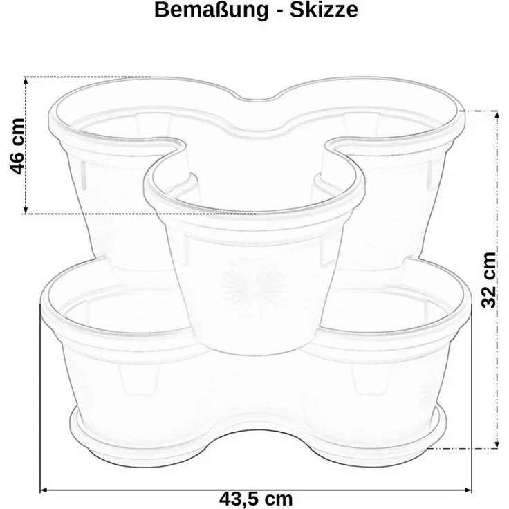 Engelland Blumenständer Säulentopf, Hochbeet, Kräuterbeet (Vorteils-Set, 2 St, 11 Liter Fassungsvermögen je Ebene), fallsicher, UV-beständig, stapelbar, platzsparend, robuster Kunststoff – Bild 3