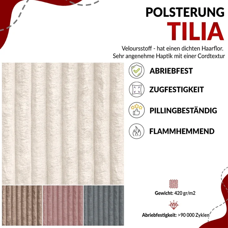 Ecksofa, L-förmiges, lose Kissen, DL-Schlaffunktion, (H 100 x T 187 x B 273 cm) - CUBO L - Cord Beige - linke Seite – Bild 8