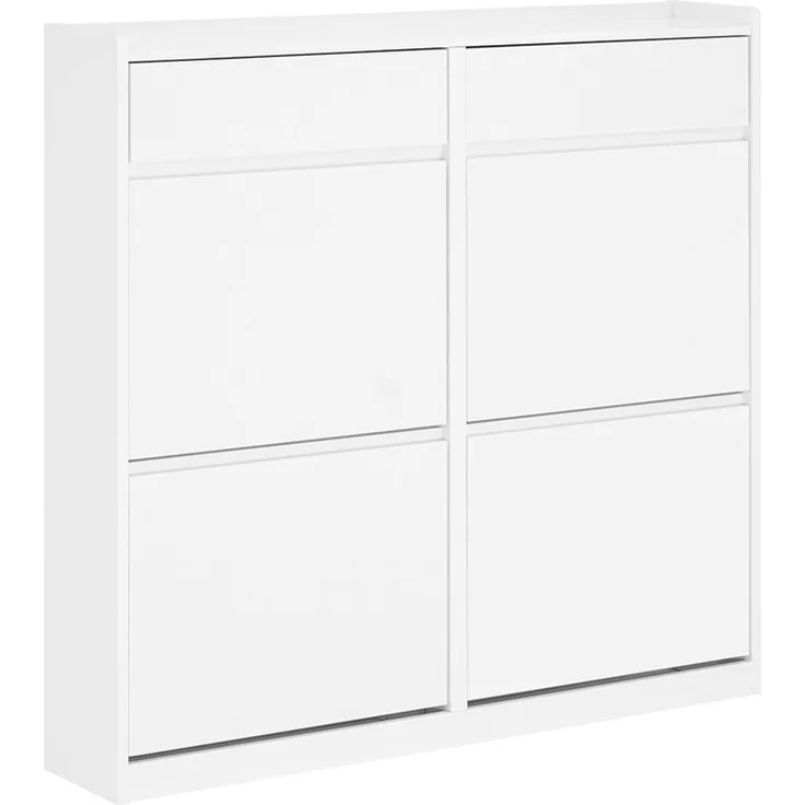 SoBuy FSR169-W Schuhschrank, MDF, Lackiert, Weiß, 98 x 95 x 19 cm